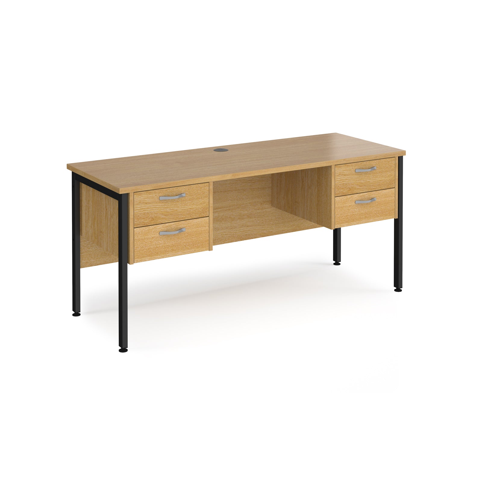Maestro 600mm Deep Straight H Office Desk with Two and Two Drawer Pedestal